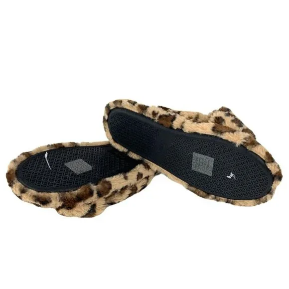 TRUE CRAFT Women's CrissCross Flats Fuzzy Furry Slippers Leopard Medium(7-8) - Picture 10 of 11